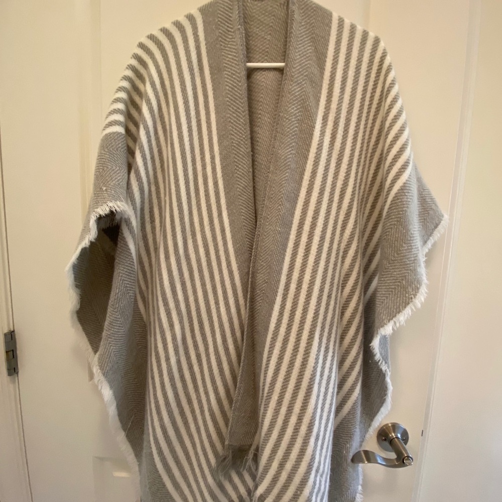 Gray and White Poncho